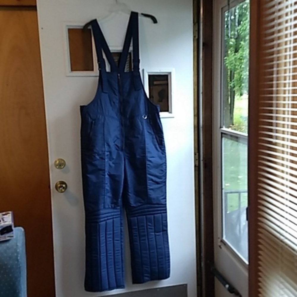 Vtg Blue TIGER BAY Slalom Ski Bib L 14 1/2- 16 1/2